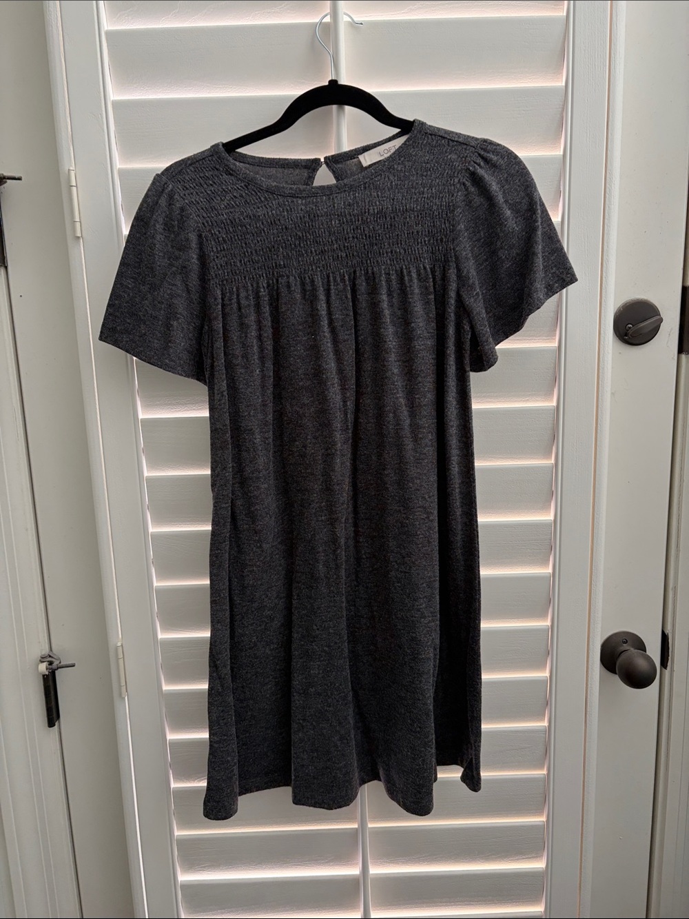 LOFT Charcoal Short Sleeve Knit Dress